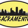 Yellow Oval Sacramento Skyline Sticker