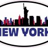 Patriotic Oval New York Skyline Sticker