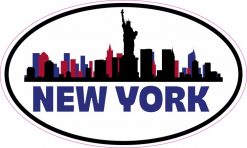 Patriotic Oval New York Skyline Sticker