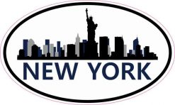 Navy Oval New York Skyline Sticker