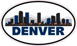 Blue and Orange Oval Denver Skyline Sticker