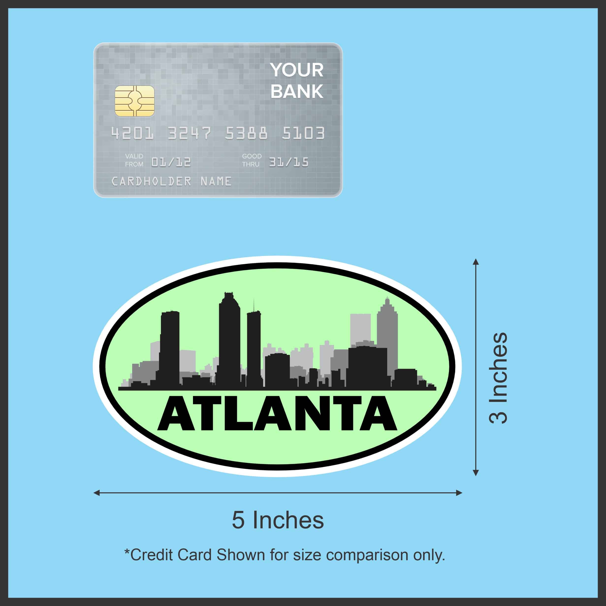 5in x 3in Green Oval Atlanta Skyline Sticker - Image 6