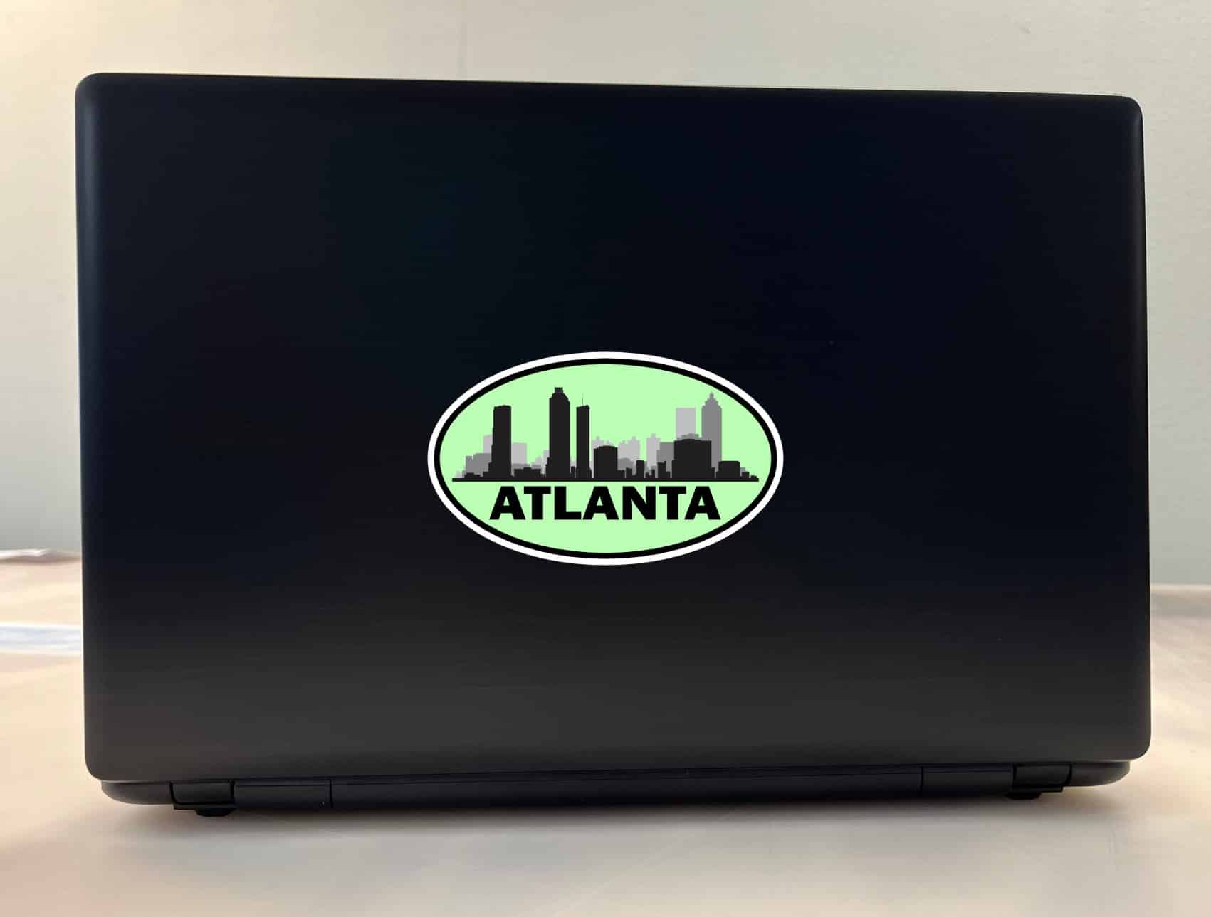 5in x 3in Green Oval Atlanta Skyline Sticker - Image 3