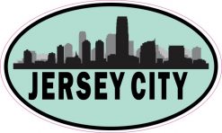 Blue Oval Jersey City Skyline Sticker