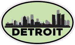 Green Oval Detroit Skyline Sticker