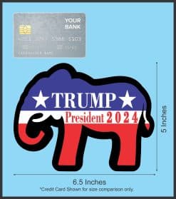 Alternative view of 6.5in x 5in Elephant Trump President 2024 Sticker