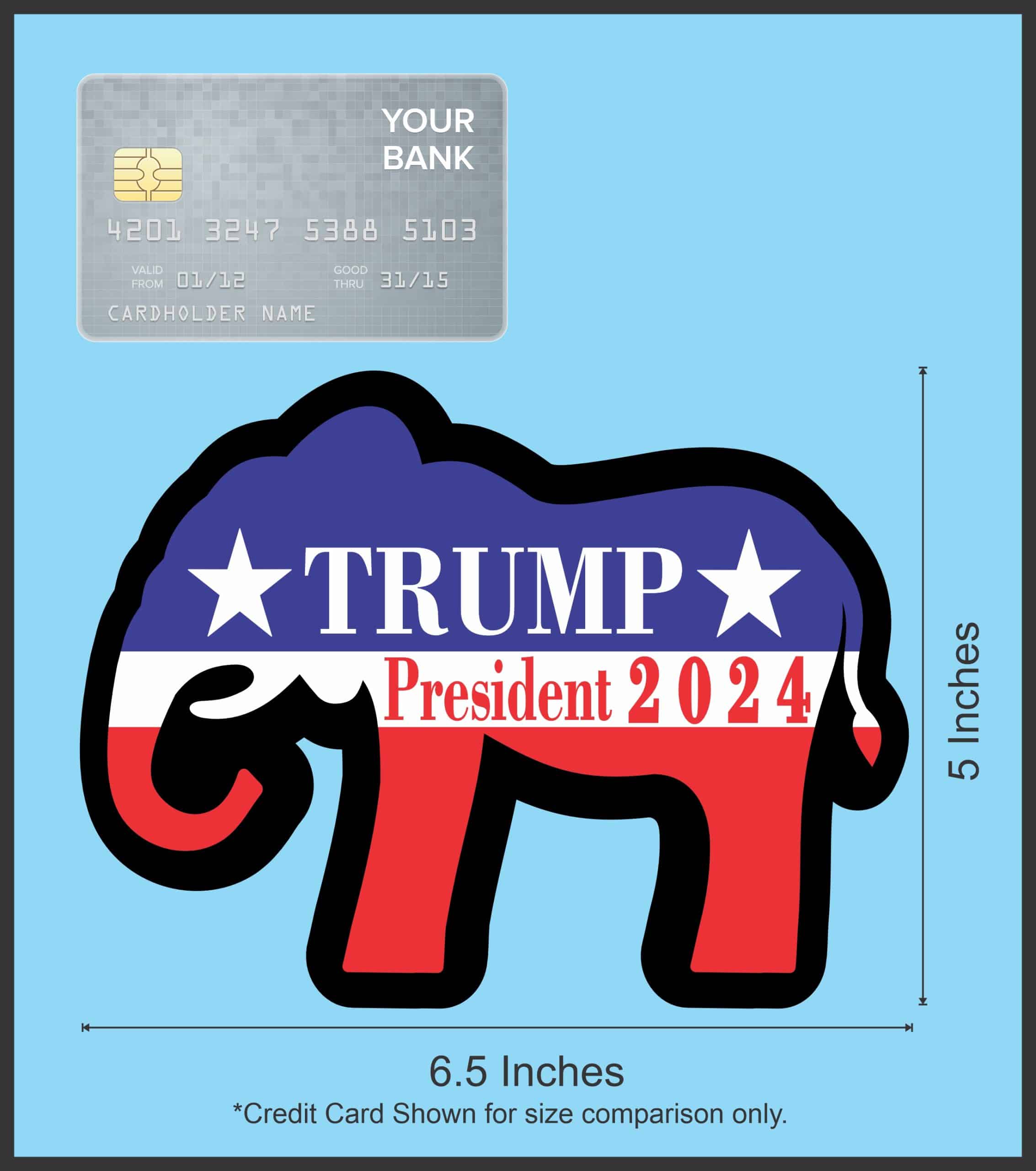 6.5in x 5in Elephant Trump President 2024 Sticker - Image 2