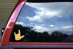 Alternative view of 4in x 4in Orange Fade ASL I Love You Sticker