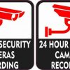 Red and Black 24 Hour Security Cameras Recording Stickers
