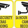 Yellow 24 Hour Security Cameras Recording Stickers