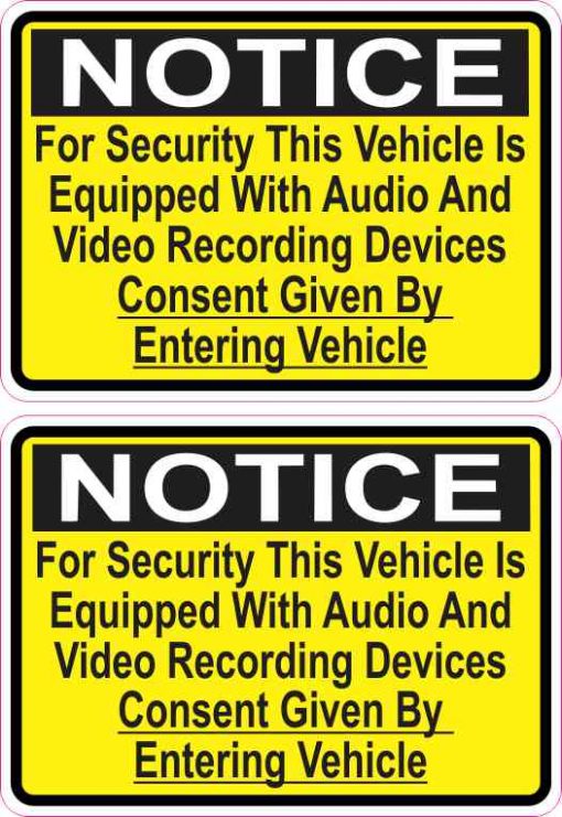 Yellow Audio And Video Recording Consent Stickers
