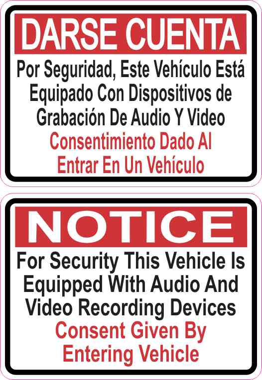 Spanish English Audio and Video Recording Consent Stickers