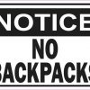 Notice No Backpacks Magnet