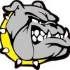 Right Facing Yellow Collared Bulldog Vinyl Sticker