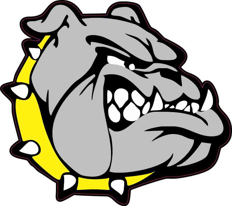 Right Facing Yellow Collared Bulldog Vinyl Sticker