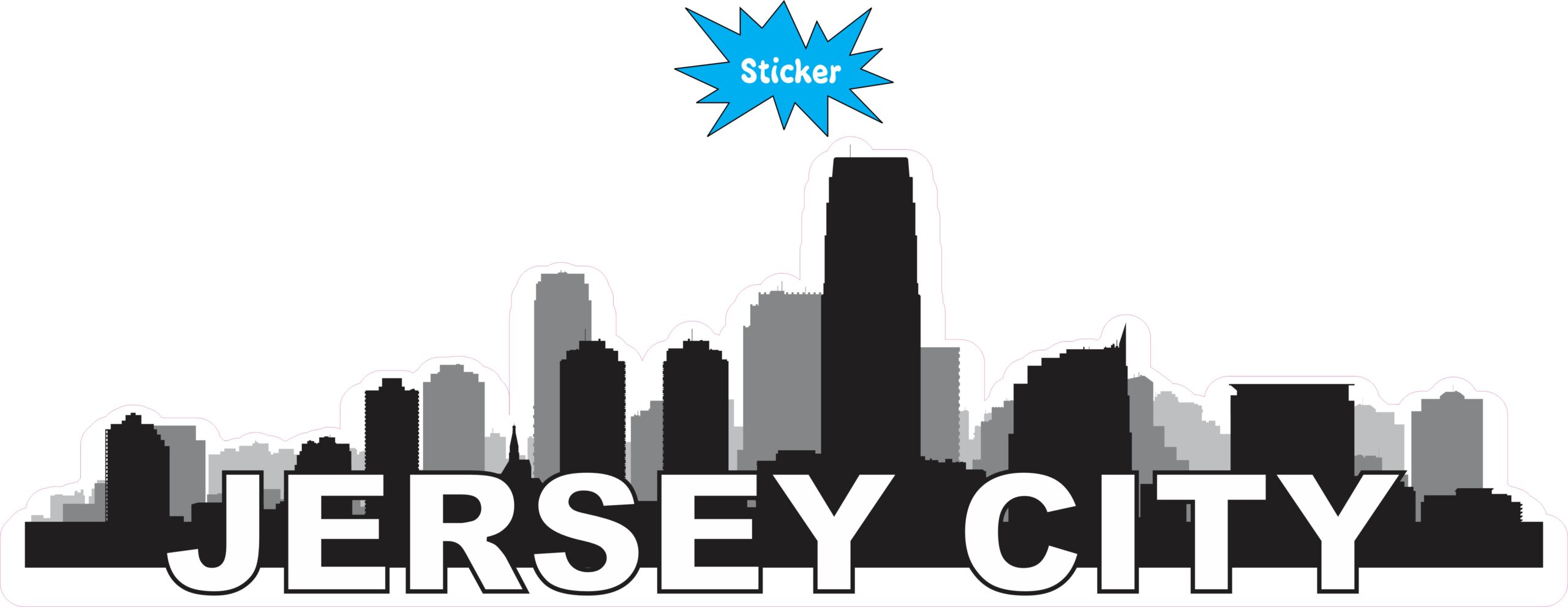 10in x 3in Jersey City Skyline Sticker