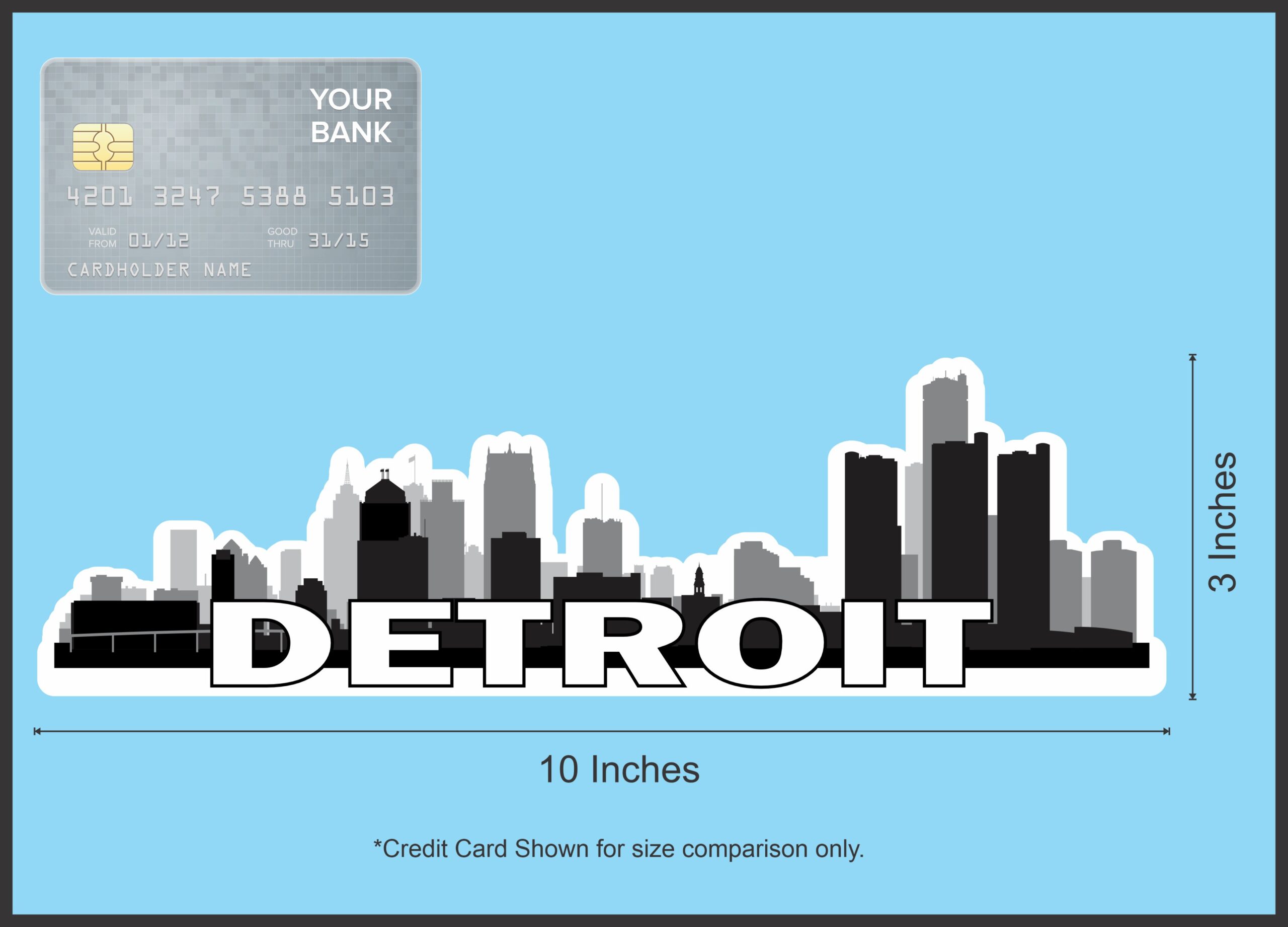 10in x 3in Detroit Skyline Sticker
