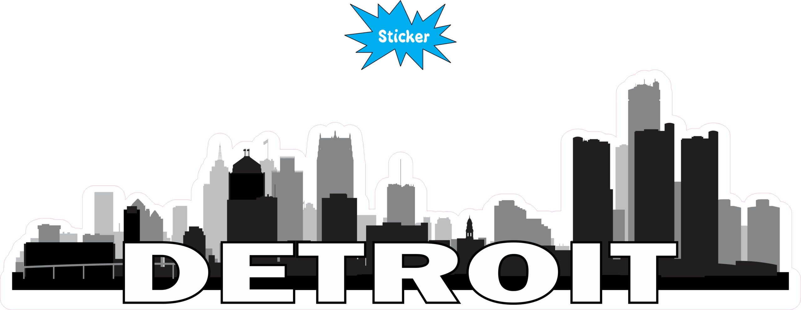 10in x 3in Detroit Skyline Sticker