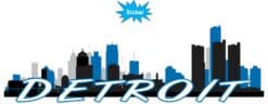 10in x 3in Light Blue Detroit Skyline Sticker