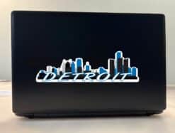 10in x 3in Light Blue Detroit Skyline Sticker