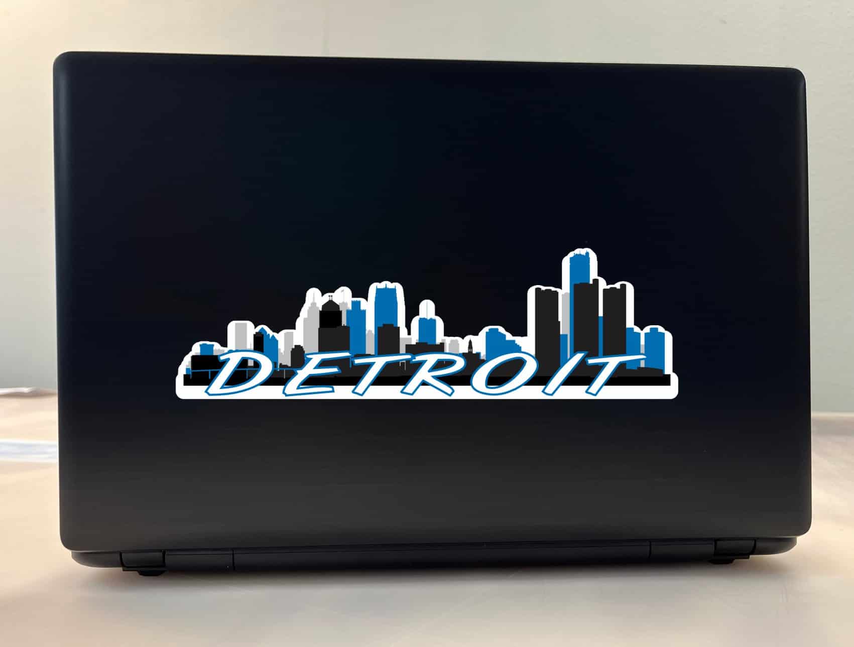 10in x 3in Light Blue Detroit Skyline Sticker