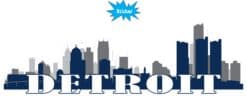 10in x 3in Blue Detroit Skyline Sticker