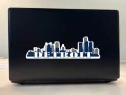 10in x 3in Blue Detroit Skyline Sticker