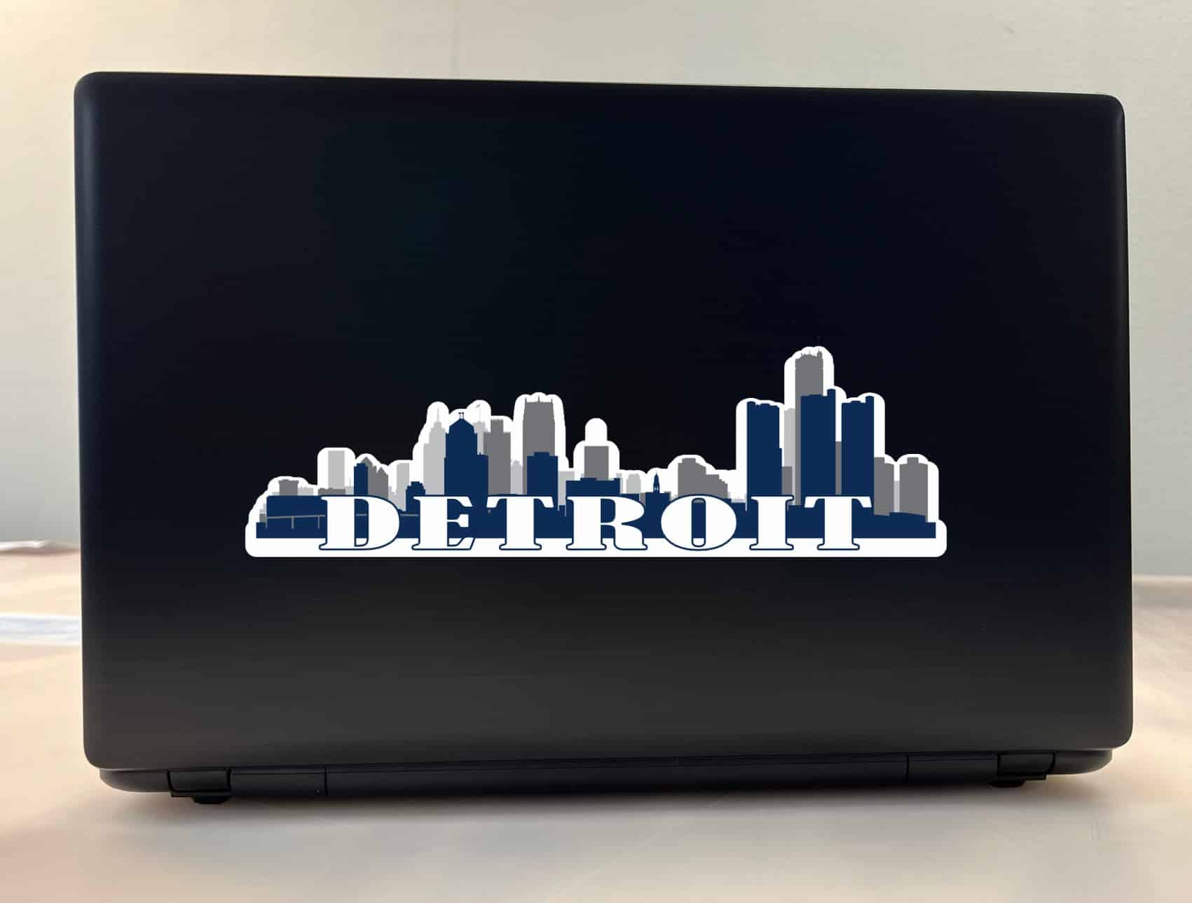 10in x 3in Blue Detroit Skyline Sticker