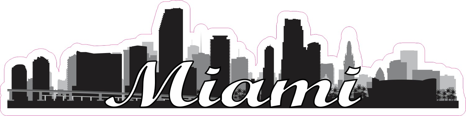 Script Miami Skyline Sticker