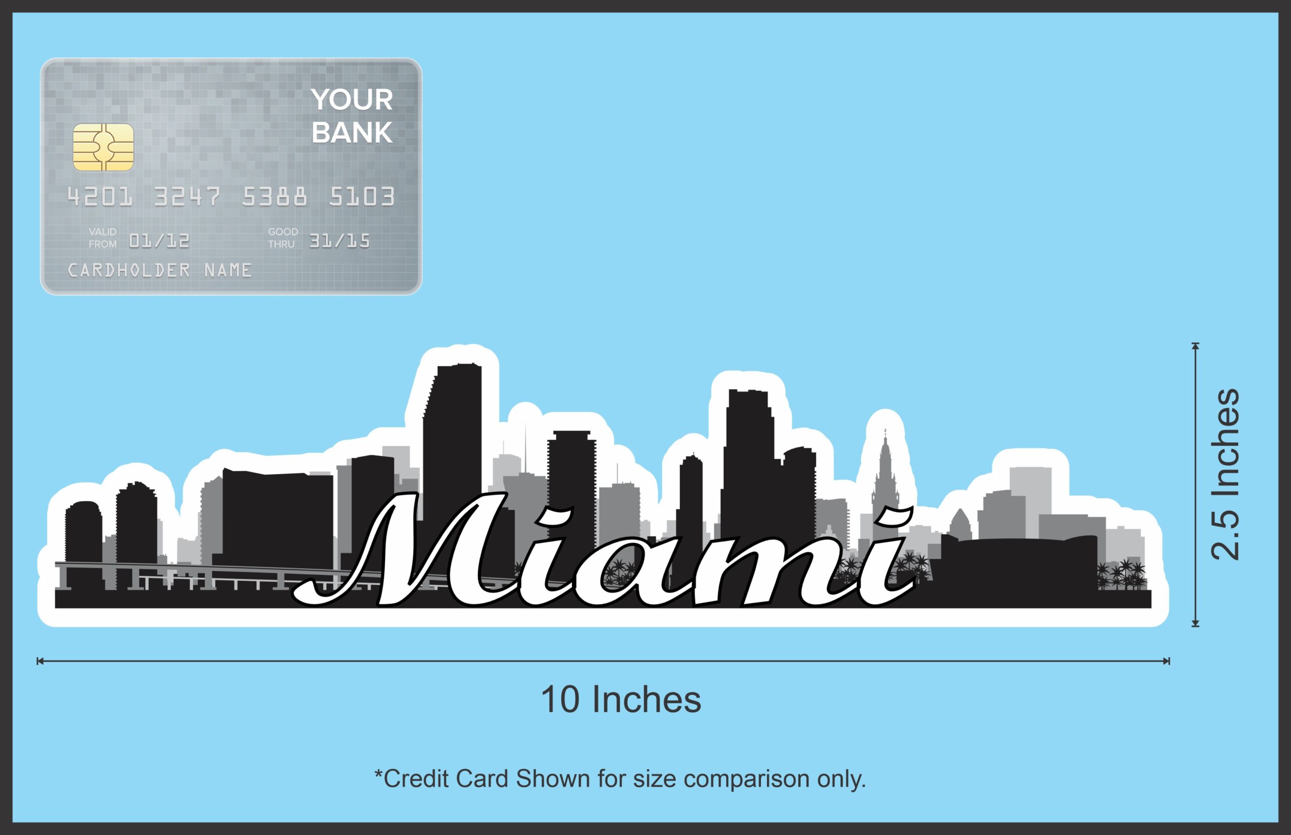 10in x 2.5in Script Miami Skyline Sticker