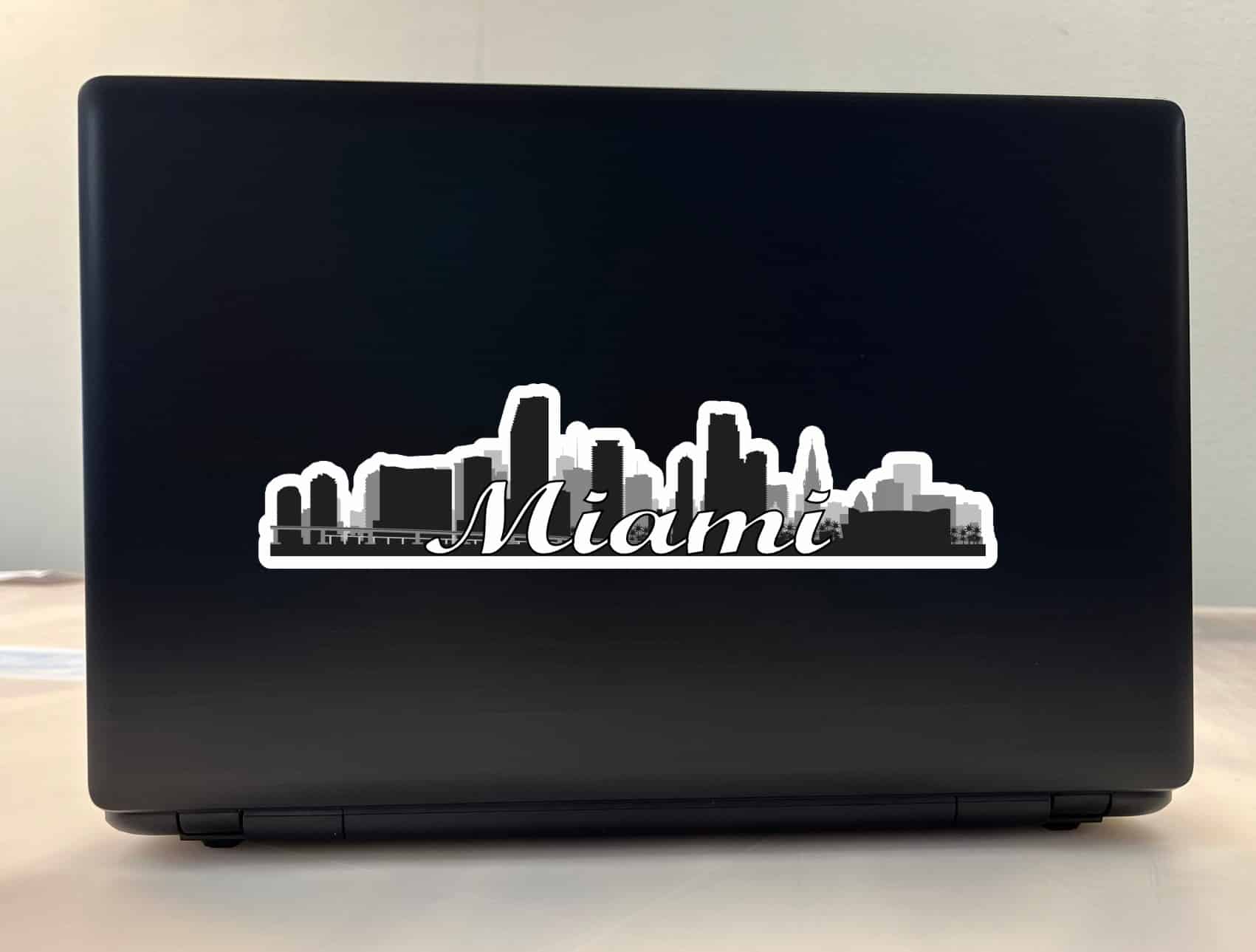 10in x 2.5in Script Miami Skyline Sticker