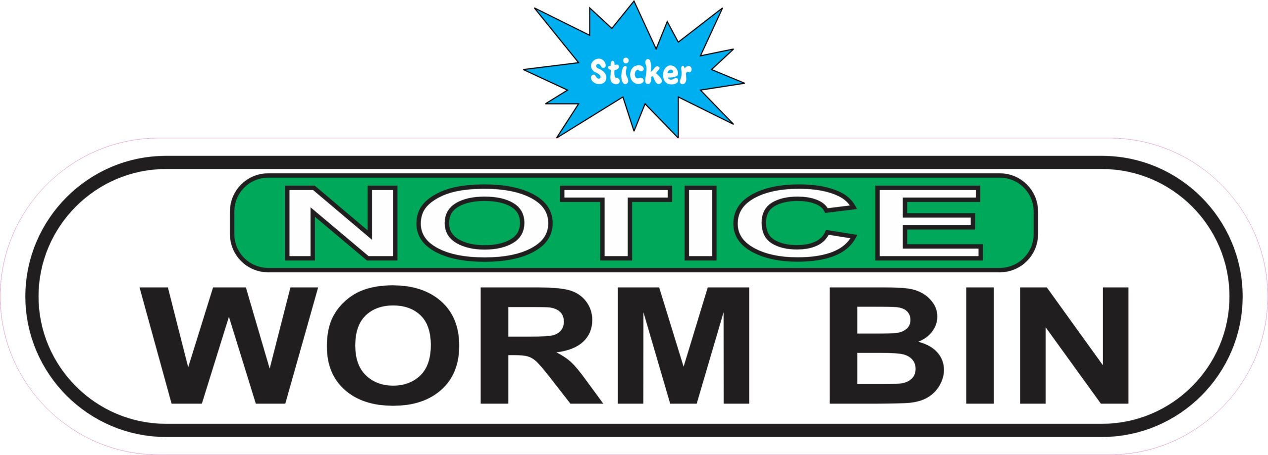 8in x 2in Oblong Notice Worm Bin Sticker
