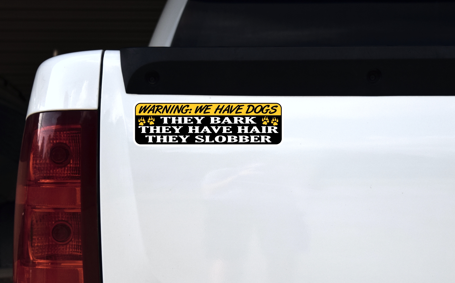 10in x 3in Warning We Have Dogs Sticker - Image 2
