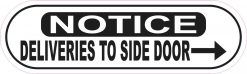 Oblong Right Arrow Deliveries to Side Door Sticker