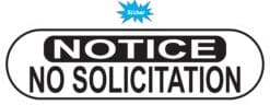 10in x 3in Oblong Notice No Solicitation Sticker