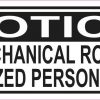 Oblong Notice Mechanical Room Sticker