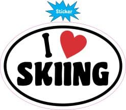 Alternative view of 5in x 3.5in Oval I Love Skiing Sticker