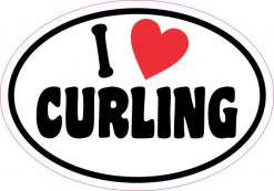 Oval I Love Curling Sticker