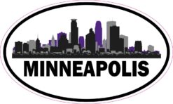 Purple Oval Minneapolis Skyline Sticker
