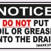 Do Not Put Oil or Grease into Drain Sticker