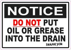 Do Not Put Oil or Grease into Drain Sticker