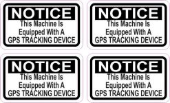 Notice Machine Equipped with GPS Tracking Stickers