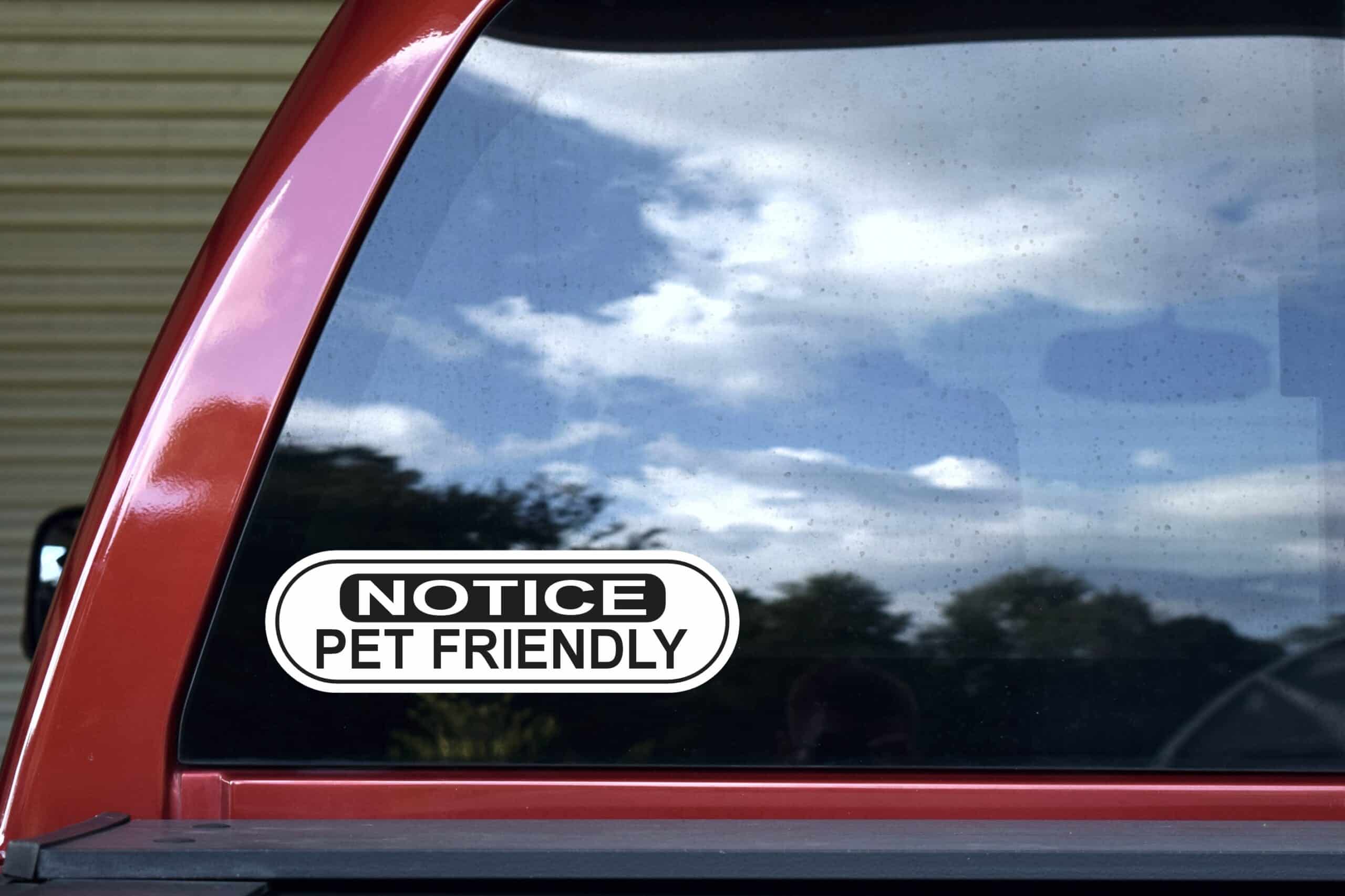 10in x 3in Oblong Notice Pet Friendly Sticker