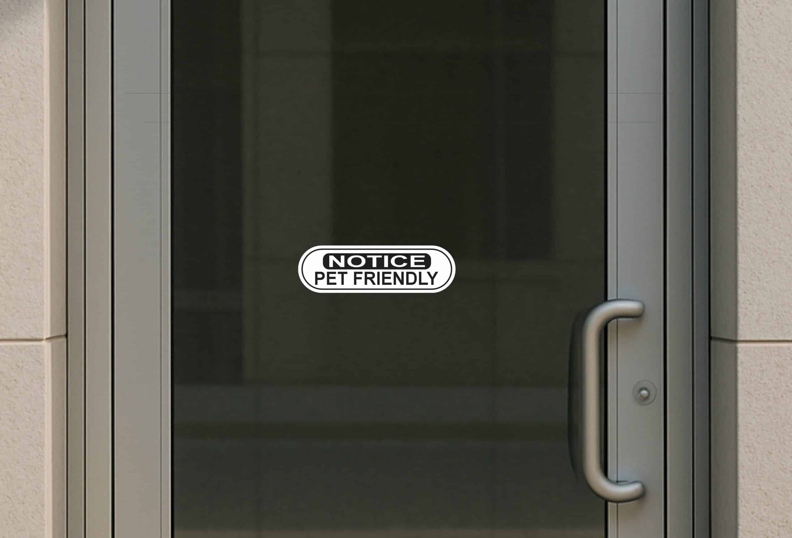 10in x 3in Oblong Notice Pet Friendly Sticker