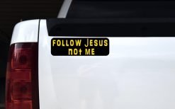 Alternative view of 10in x 3in Caps Follow Jesus Not Me Magnet