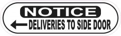 Oblong Left Arrow Deliveries to Side Door Sticker