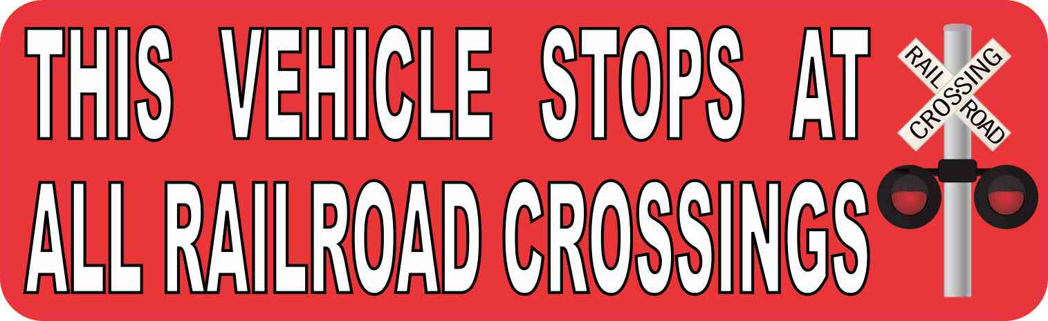 Red Symbol Vehicle Stops at All Railroad Crossings Magnet