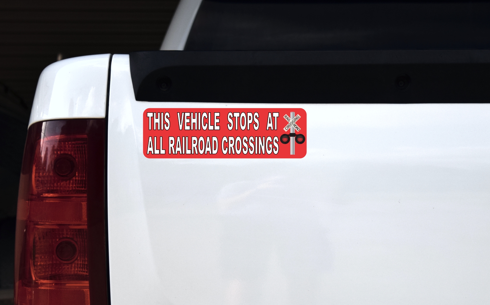 Red Symbol Vehicle Stops at All Railroad Crossings Magnet