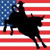 US Flag Bull Rider Cowboy Sticker