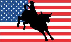US Flag Bull Rider Cowboy Sticker